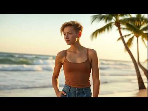 Femboy's charming moment on the beach । Fem-Boy Gallery #femboy #fashion #femboys #style#beauty #sea
