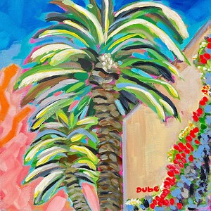 Original Painting Colorful Palm Trees & Bougainvillea Western Sunset Abstract Impressionism 12x12" Canvas, Hand-painted - Etsy