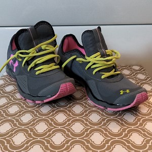 Under Armour Women's Gray and Pink Sneakers with Neon Accents