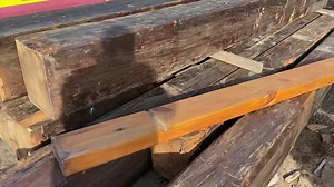 Huge antique yellow pine timbers, ready for re-saw into your custom...