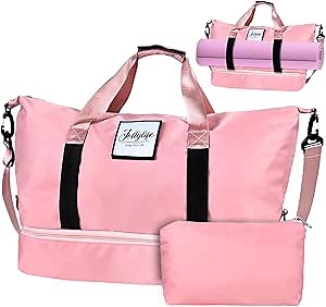 Gym Bag for Women: Travel Tote Duffel Bag with Yoga Mat Holder, Shoe Compartment, USB Charging Port, Trolley Sleeve, Plus Toiletry Pouch,Weekender Carry Luggage,Traveling Getaways Workout(Extra Large)