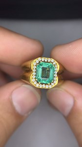 High Quality Emerald from Panjshir, Afghanistan in a Gold Plated...