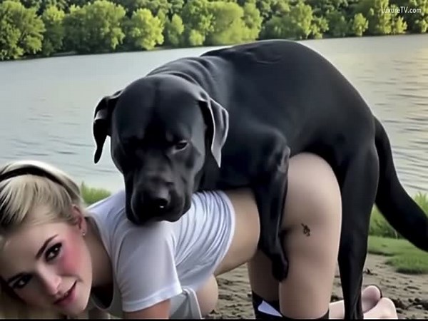Girl and dog ai generated