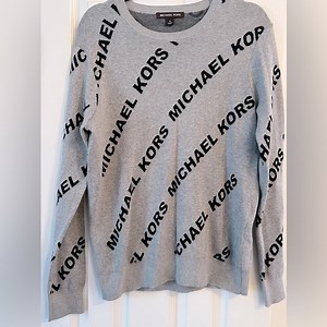 Lightweight Michael Kors Logo Sweater grey/blk Size Medium Excellent Condition
