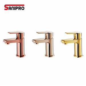 [Hot Item] Sanipro Wholesale Modern High Quality Single Lever Brass Sink Mixer Water Tap Bronze Rose Gold Bathroom Taps Wash Basin Faucets
