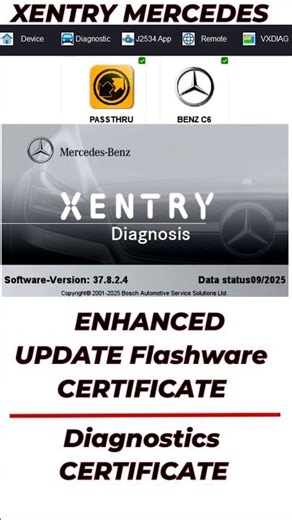 Diagnostics Certificate and Enhanced Update Flashware Certificate Xentry OpenShell 2025.09 #shorts