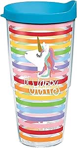 Tervis Made in USA Double Walled Happy Everything™ Insulated Tumbler Cup Keeps Drinks Cold & Hot, 24oz, Be Happy Unicorn