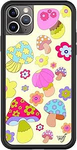 Wildflower Cases - Groovy Shroom Case, Compatible with Apple iPhone 11 Pro Max | Mushrooms, Pink, Yellow, Floral, Trendy - Protective Black Bumper, 4ft Drop Test Certified, Women Owned Small Business