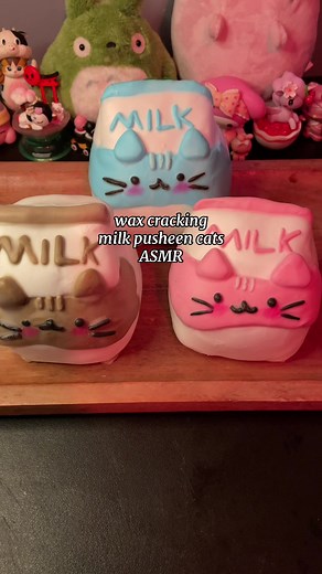 Clay Pusheen Cat Milk Cartons ASMR Wax Cracking