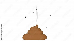 Poop. Animation of flies flying over shit, alpha channel is on. Cartoon