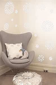 The Decal Guru Flower Pattern Wall Decal with Removable DIY Vinyl Sticker Girls Room Art Home Decor Graphic Transfer, 38" x 48", White