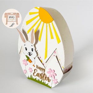 Paper Easter Egg Box With Decor SVG Cut File - Etsy UK