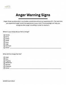 Anger Warning Signs - Therapy Worksheet That Promotes Mental Well-being, Mindfulness, and Emotional Health by Reducing Anger. - Etsy Canada