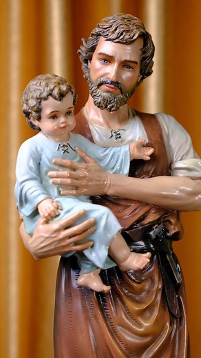 8K views · 351 reactions | St. Joseph Holding the Child Jesus – 53 cm Statue A gentle and beautifully detailed portrayal of St. Joseph, crafted from premium marble powder and hand-finished with care. Perfect for prayer spaces and meaningful Catholic gifts. #StJoseph #HolyFamily #StJosephStatue #CatholicArtHouse #SacredArt #ChristianDecor #CatholicGift #ReligiousGift | Catholic Art House | Facebook