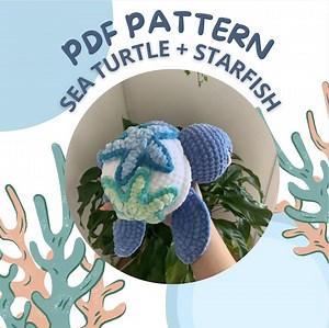 Sea Turtle Crochet Pattern, Stuffed Toy, Includes Starfish (digital PDF) - Etsy