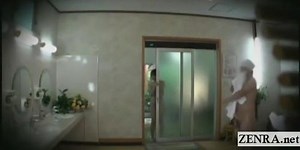 Subtitled ENF public Japanese sheer swimsuit challenge