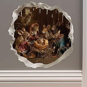 Mouse Nativity Scene - Mouse Hole Wall Sticker