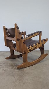 #midcenturyrocking chair#withleatherstrips#solidwood#1960s#ordernow | Beyond the Decor