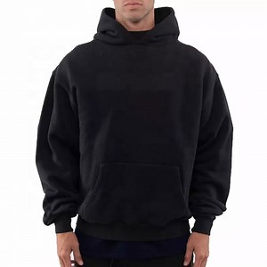 [Hot Item] Baggy Hoodies Unisex Thick Black Hoodies Custom Logo Streetwear High Quality 100% Cotton French Terry Heavyweight Streetwear Hoody