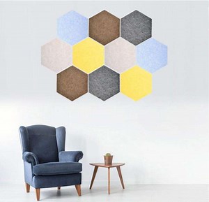 [Hot Item] Beveled Edge Decor Felt Sound Proof Padding Wall Tiles Polyester Fiber Hexagon Acoustic Panels