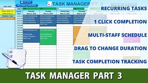 Hello My Friends, I have really appreciated all of the amazing feedback and suggestions you have made on this Task Scheduler application. Your support, shares, comments and likes have been amazing, and I have been hard at work this week adding a ton more incredible can’t-miss features. In this week’s Final Part 3 I bring you: ☑️ Recurring Appointments ☑️ Assign Tasks to Staff ☑️ Drag to increase/decrease duration ☑️ Completion Status % & Bar ☑️ ..and much, much more ⬇You Can Download Your FREE W