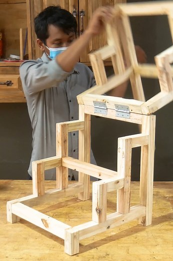1.5M views · 11K reactions | Assemply Wooden Transform Ladder To Chair #ladder #chair #transformation #reels #reelsfb #reelsfypシ゚ #reelsinstagram #woodworking #woodwork #carpentry #laddertochair #joint #woodconnect | Woodworking Ideas | Facebook