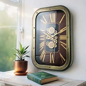 Norway Line Wall Clock Rectangular 26 X 18 Inch "drammen" Gold-brown - Etsy