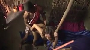 Japanese girl amazed black dick in African tribe