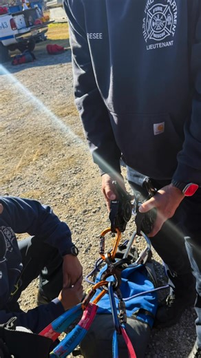 Rescue Training Turned Real-World Scenario! Last week, members of the Rescue Task Force on B Platoon headed out for what they thought was routine training—but were met with a surprise challenge! Our rescue coordinator, Captain Matt Bell, staged a scenario involving a person stuck on a tower. One of our firefighters suited up and climbed the tower to bring the simulation to life. When crews arrived at the training site, they were dispatched over our main operating radio channel as if it were a re