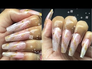 HOW TO: DIY MARBLE NAILS USING POLYGEL & NAIL POLISH WITH FULL COVER NAIL TIPS | BEGINNERS TUTORIAL