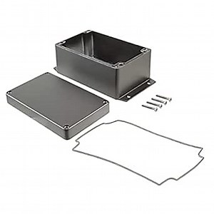 BUD Industries AN-2867-AB IP68 Aluminum Enclosure with Molded Mounting Flanges 6.3" L x 3.94" W x 3.19" D, Black