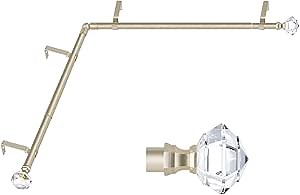 TONIAL Corner Window Curtain Rods, 36-72 Inch Single Rod for window, 3/4 Inch Telescoping Drapery Rods, Champagne Gold