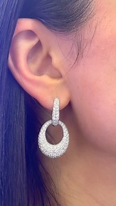 Introducing a new earring to our collection, our diamond drop pave earring. Made with 18K white gold and 5CTs of natural diamonds, these pair of earrings are interchangeable from a single or double hoop. Shop now online or in-store at our NYC Diamond District location. | Michael F & Co. Diamonds | Facebook