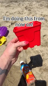 14K views · 34 reactions | ️ Kid beach toys make great drink holders! #beach #mom #summer | Adventures with Jeff & Lauren | Facebook