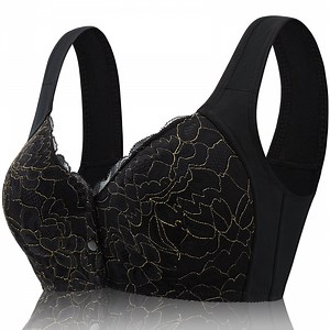 FHTECO No Underwire Lace Bras for Women Sponge Cup Front Closure Bras for Seniors Plus Size Full Coverage Bras No Wire Bras - Walmart.com