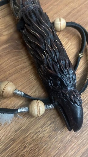 Raven Flute A minor. 440Hz. carved from ash #flute #flutelife #nativeamericanstyleflute #wood #makingflute #woodwork #woodflute #woodworking #woodcarving | Vadim Putyato