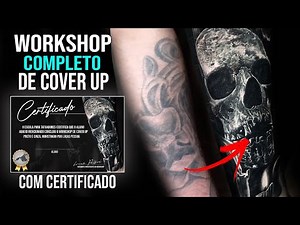 WORKSHOP COMPLETO - TATUAGEM REALISTA PRETO E CINZA COBERTURA. com certificado