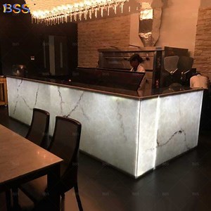 [Hot Item] Modern Marble Reception Bar Counter Hotel Lobby White Translucent Stone Bar Counter