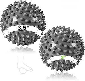 Plantar Fasciitis Foot Massage Ball for Pain Relief - Firm & Spikey Set of 2 - Spiky Reflexology, Neck, Trigger Point Therapy, Myofascial Pain Massage On Sore Muscles - Manual Massager for Back, Feet