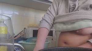 Big Tits Girl Keeps Washing Dishes — Tight Shirt, Jiggling Boobs, Soapy Sponge and Wet Sink Fetish Continued | Clips4sale