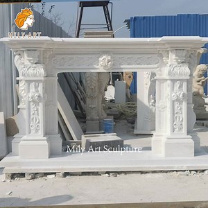 [Hot Item] Fireplace Mantel Hand Carved White Marble Fireplace Surround