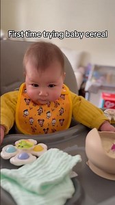 First time trying baby cereal - not impressed #6monthsold #babyshorts #cutebaby