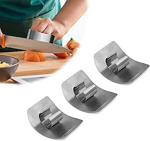 Stainless Steel Finger Guard, 2024 New Stainless Steel Finger Protector, Finger Guards for Cutting Food, Stainless Steel Finger Protector for Cutting, Chopping, and Dicing (Single Finger,3Pcs)