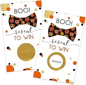 Halloween Scratch Off Party Games (28 Pack) - Pumpkin Themed Activities for Adults, Baby Shower, Birthday, Fall Festival, Group Raffle Tickets, Spooky Party Favors, Little Boo Bash