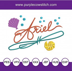 The Little Mermaid Ariel Autograph Machine Embroidery. - Etsy