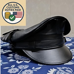 Black Leather Muir Cap | Handmade Biker Peaked Hat | Unisex Gothic Retro Clubwear - Etsy