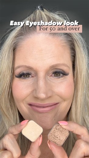 Natural Eyeshadow look! Angels landing-crease and outer corner Drift-below brow and inner corner #over50makeuptips #matureskinmakeup #eyeshadowlook | Karen Bridges