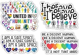 (12pcs) Equality Sticker Disability LGBTQ+, Transgender, Women, Human Rights Sticker Feminist Safe Space Gifts Social Justice Gay Pride Decorations Water Bottle Helmet Car Window Laptop Tumbler