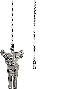 Ceiling Fan Chain Extenders, Deer Horn Ornaments Pull Chain Extension Rustic Cabin Lodge Fan Pulls Decorative(Nickel)