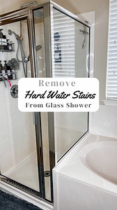 Home hack: Remove hard water and soap scum from your glass shower! ✨ If you are constantly battling with hard water stains on your glass shower, or build up of soap scum, even after washing it! Try this!! Grab a magic eraser or generic melamine sponge (same thing just generic brand). Wipe your damp glass until all marks are removed. Rinse well 🚿 to remove all build up and spots. I love my detachable shower head for this (linked in my Amazon shop). Squeegee dry!!! ‼️Remember to do this after EVE